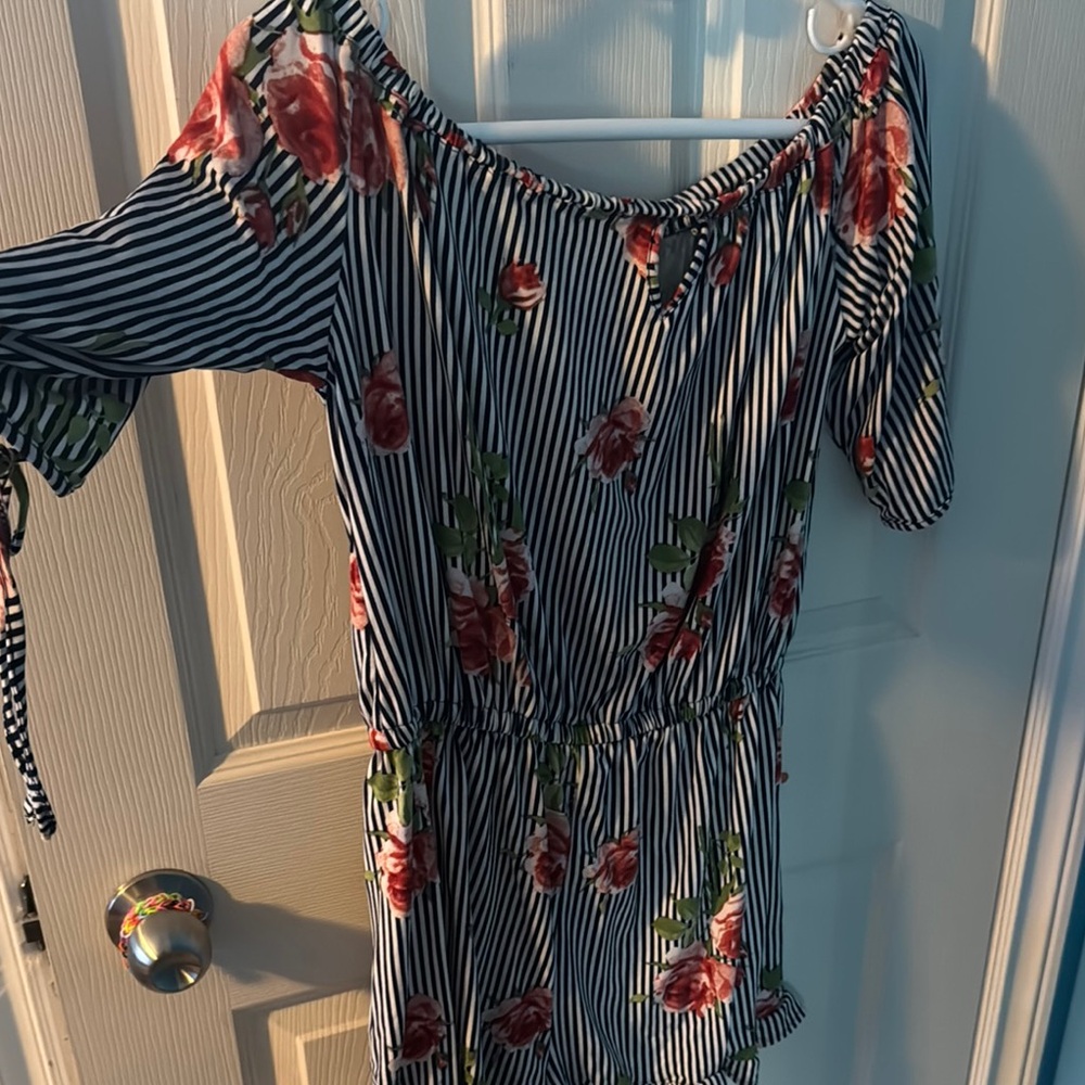 Floral Striped Off-Shoulder Romper